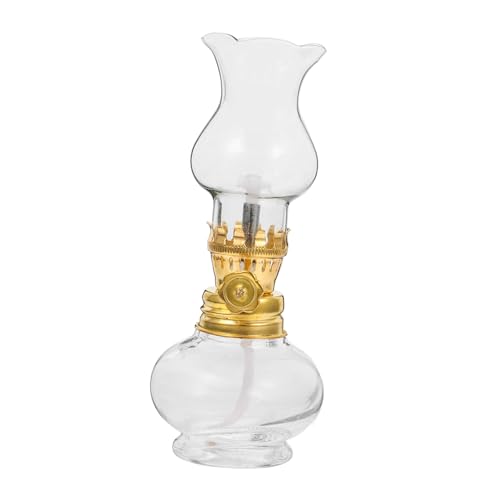 TOYZFRIENDY Lámpara de Aceite de Vidrio Pequeña para Escritorio Mecha Reemplazable Luz de Queroseno para Emergencia y Decoración Tradicional
