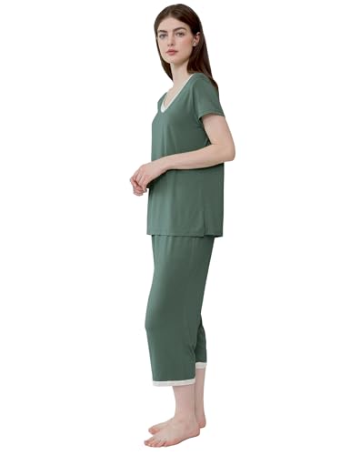 Image of Joyaria Cooling Pajamas Bamboo Viscose Lightweight PJs Set Women Wicking Sleepwear for Night Sweat S-XXL