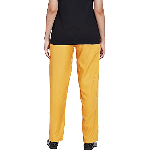 Image of GO COLORS Women Solid Mid Rise Relaxed Fit Viscose Casual Pants