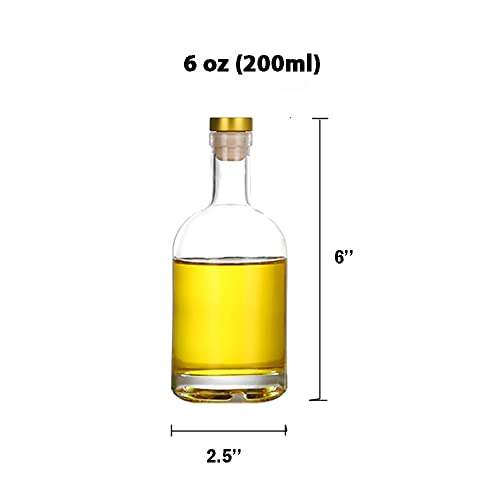 Kaachli Clear Glass Bottles 6 Oz - 200Ml [Pack Of 6] For Wine Beverages Drinks Oil Vinegar Kombucha Beer Water Soda With Cork Stopper Airtight Lid #TOP4