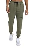 TCA Herren Utility Jogginghose mit Reißverschlusstaschen & Konischer Passform - Dark Army (Grün), M
