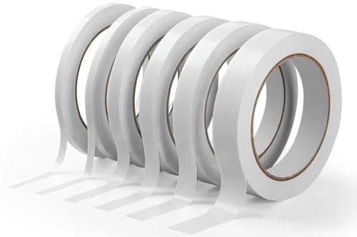 6 Rollos de Cinta Adhesiva Doble Cara para Manualidades, Oficina, Scrapbooking, Tarjetas, Póster y Decoración, Envoltura de Regalos, Fina y alta adhesión, Múltiples Anchos (6-20 mm) - 20 m por Rollo