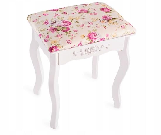 BDW TL01 Toeletta - con specchio, cassetti e sgabello - Tavolino - per camera da letto, cameretta dei ragazzi -Tavolo da trucco - Tavolo da toeletta - Tavolo per cosmetici - Stile vintage - Bianco