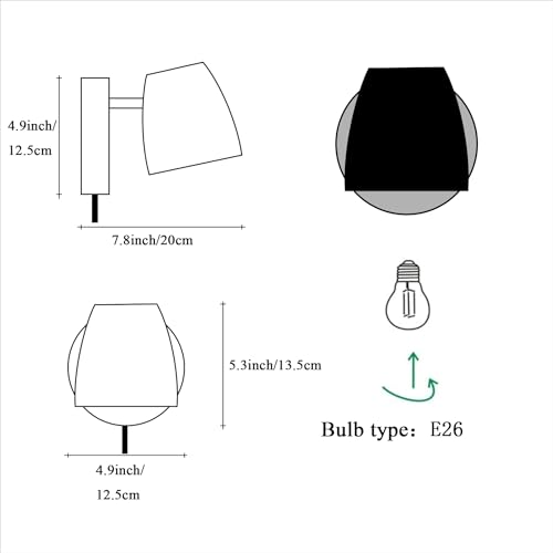 Image of Wall Sconce Plug in,White Wall Lights for Bedroom,Modern Wood Sconces Light with 180Rotation Metal Shade,e26 Wall Lamp with Switch for Living Room,Nightstand,Dining Room,Hallway,Corner,Stairway