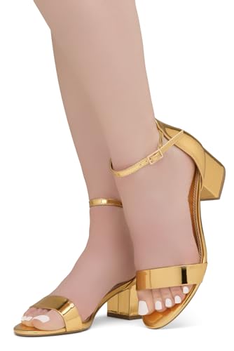 Image of Herstyle Low Block Heels for Women - 2.25 Inch Open Toe Chunky Heel Sandals with Dressy Ankle Strap for Wedding, Prom, Party & Office