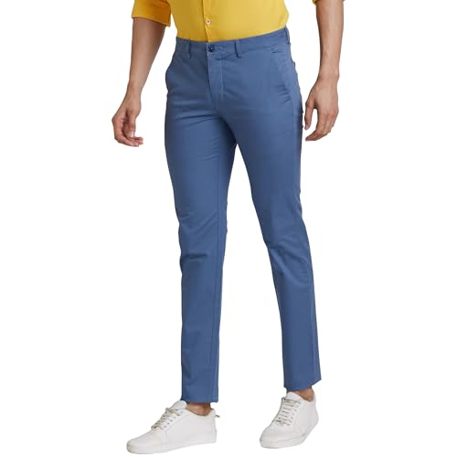 Image of Park Avenue Men's Mid Rise Print Pattern Neo Fit Cotton Blend Flat Regular Fit Front Chinos