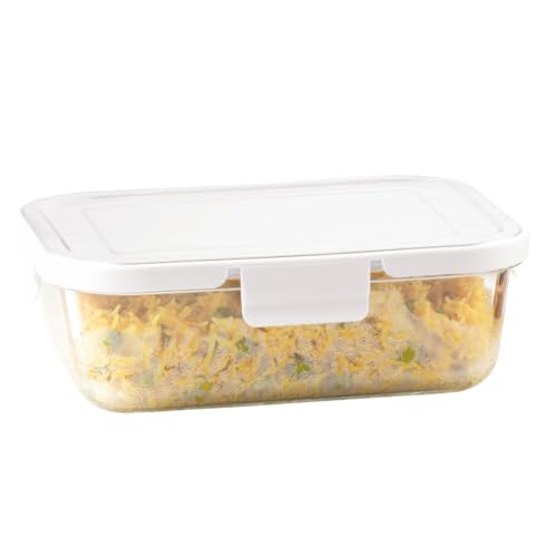 Image of ATTRO Glassox Borosilicate Rectangular Glass Lunch Box with Stainless Steel Lid Food Storage Container Microwave & Freezer Safe BPA-Free Food-Grade 1520ml, Transparent