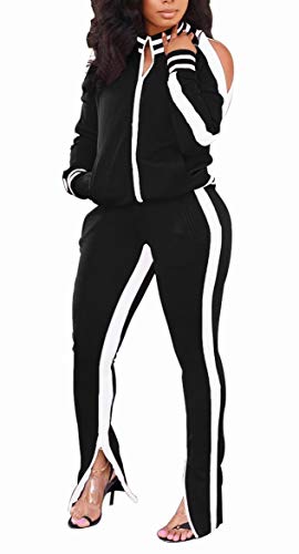 Sweatsuits Set Womens 2 Piece Sweatshirt & Sweatpants Full Zip Hoodie Tracksuits Sportswear with Pocket