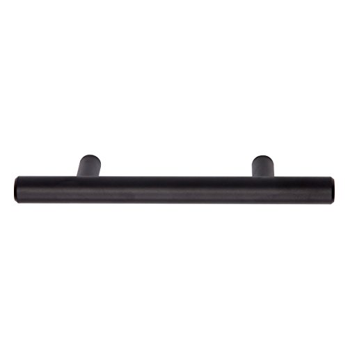 Amazon Basics Euro Bar Cabinet Handle (1/2-inch Diameter), 5.38 in Length (3 in Hole Center), Flat Black, Pack of 10, AB1500-FB-10