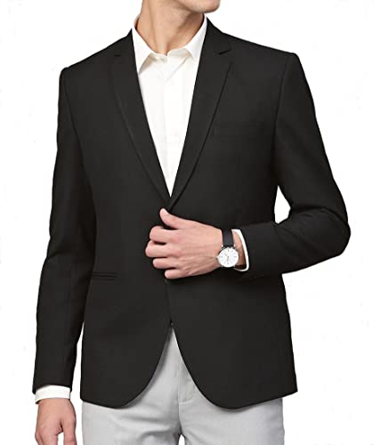 Image of Nice Black Blazer for Men Black Coat for Men Stylish Single Breasted Formal Regular Slim Fit Casual Full Sleeves Solid Suit Coat for Wedding Party Office Wear