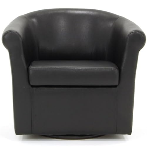 Sillón giratorio tapizado cuero sintético Negro miniatura 2