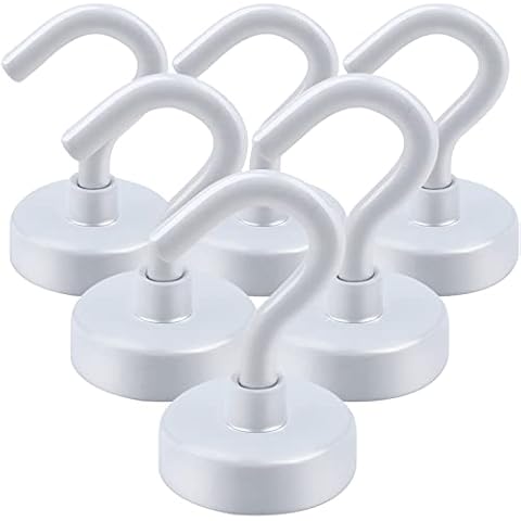 DIYMAG Magnetic Hooks, 25Lbs Strong Heavy Duty Cruise Magnet S-Hooks for Classroom, Fridge, Hanging, Cabins, Grill, Kitchen, Garage, Workplace and Office etc, (6 Pack-White) Cover