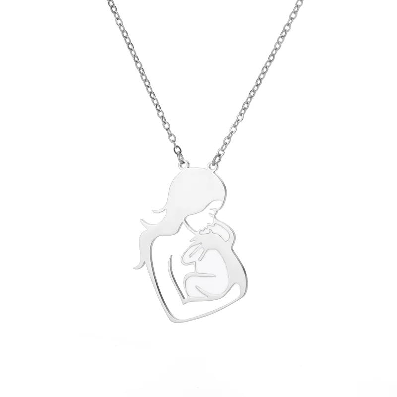 El Regalo Elegant Stainless Steel Mom & Baby Pendant Necklace for Mothers Day Gift for Moms. Tobe Moms or New Moms (Silver) (B0D1MSTH98) Amazon Price History, Amazon Price Tracker