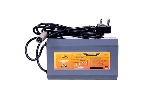 Image of EVLIYA EV SCOOTY & Bike Chargers 60 Volt / 6 Amp / 67.2 Volt Auto Battery Cut (Round PIN XLR Hero Type Connector) with Led Endication (Lithium Battery Charger) Suitable for All e-Vehicles