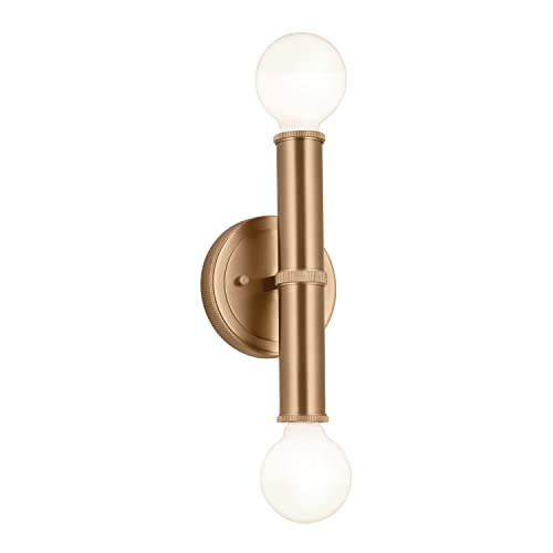 Image of Kichler Torche 2-Light Wall Sconce, Modern Light in Champagne Bronze, Damp Rated, Mount Horizontally or Vertically, for Entryway, Fireplace, Bed, Vanity, Hallway (9.75 inch x 5 inch), 55159CPZ