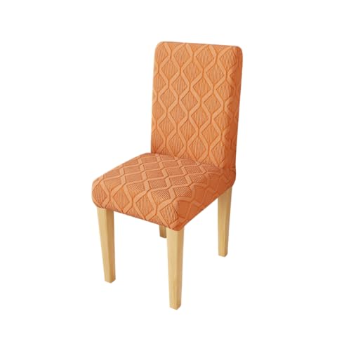 Image of Lukzer Elastic Dining Chair Cover - 1PC Pastel Orange Diamond | Textured High Stretch Jacquard Seat Cover | Removable Washable Short Dining Chair Cover Protector Seat Slipcover | (CC-155-01)