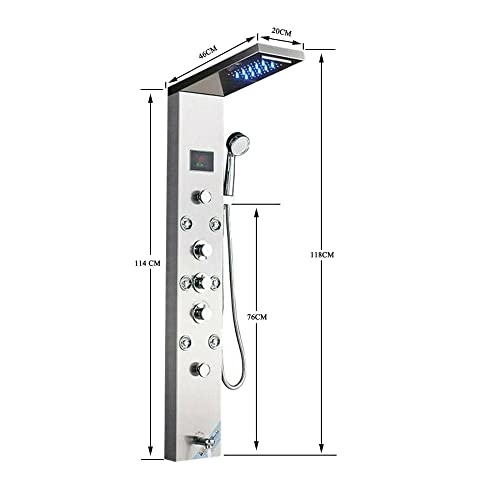 Columna de ducha con sistema de masaje y agua en cascada con grifo mezclador de agua caliente y fría en acabado cepillado miniatura 4