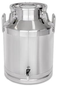 Beeketal 'BMK-50A' Milchkanne Transportkanne 50 Liter aus Edelstahl mit Ablasshahn, auslaufsicherer Deckel mit Dichtung und Spannverschluss - Molkerei Milch Kanne zum Transport oder zur Aufbewahrung