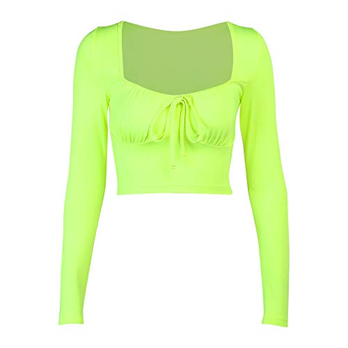 Buy Abardsion Square Neck Long Sleeve Cute Crop Top Shirts for Women