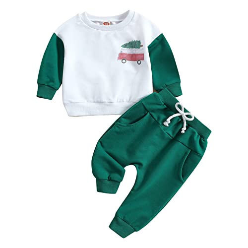 Baby Boys Girls Outfits Toddler Kids Fashion Christmas Sports Casual Crewneck Sweatshirt Pullover Long Sleeve Sets
