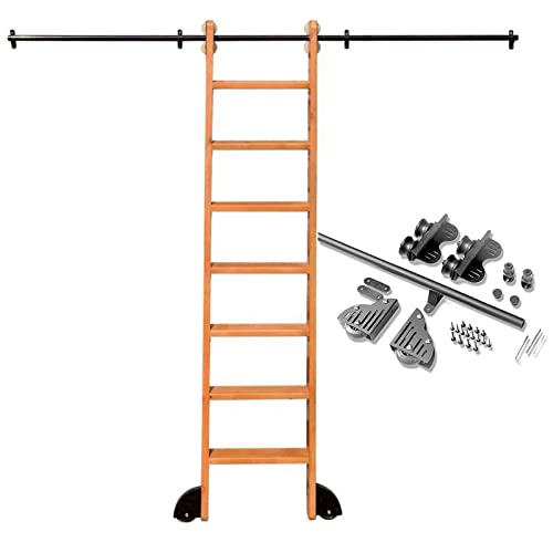 LIKUHLI Escalera móvil retráctil de Tubo Redondo con Ruedas, de 1 a 6 Metros, para Biblioteca, para casa, Loft o Oficina, con Ruedas (sin Escalera) (tamaño: Kit de riel de 300 cm)