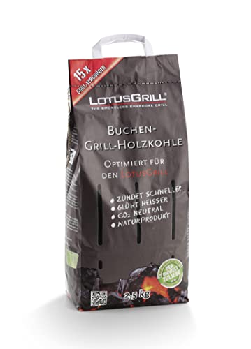 Lotus Grill Beech Charcoal 2.5 kg bag and Lotus Grill Fuel Paste 200 ml, Both for Raucharmes BBQ with Lotus Grill