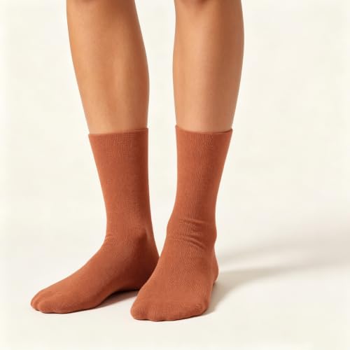 Image of Fszsaa Mulit-Pairs Crew Socks Solid Color Mid-Calf Tube Socks Casual Dress Socks for Women