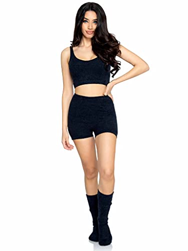 Ensemble 3 pièces en tricot haut de gamme Leg Avenue en maille fine noire