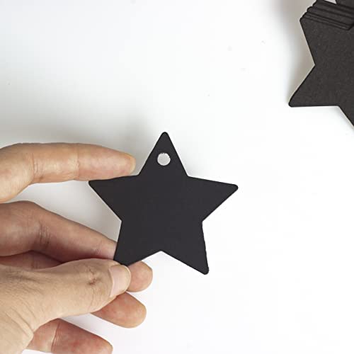 100Pcs Paper Gift Tags,Star Shape Gift Wrap Tags Blank Hang Tags With String For Christmas Wedding Birthday Baby Shower Handmade(Black) #TOP2