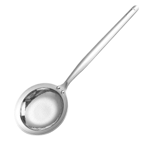Strainer Spoon - Professional Stainless Steel Skimmer, Long Handle Kitchen Utensil, Fine Mesh Filtering Ladle, Durable Cooking T