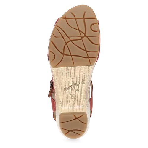 Image of Dansko Laverne Peep-Toe Sandals for Women - T-Strap Design with Stain Resistant Nubuck Leathers