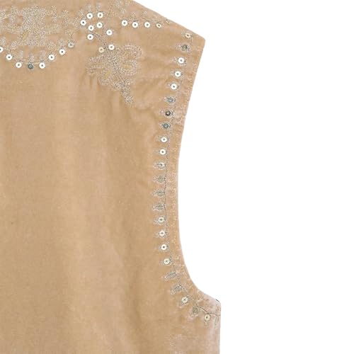 Image of Women Vintage Floral Embroidered Vest Y2K Sleeveless Open Front Cardigan Boho Linen Cropped Waistcoat