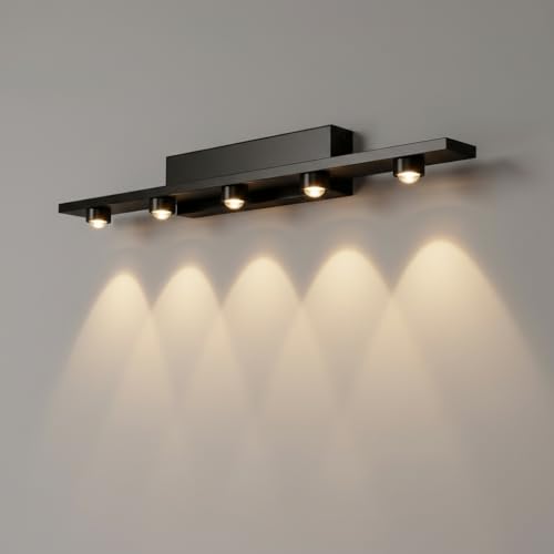 Image of Modern Mirror Light with 5 LED Heads | 3 Color LED Wall Light for Bathroom & Living Room | Metal Wall Mount Vanity Light Fixture for Home Decoration | Indoor Use Only