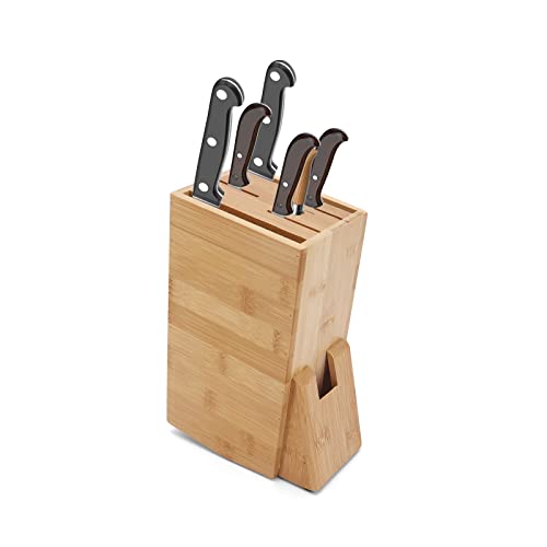 Bloc à couteaux en bambou pour cuisine, porte-couteaux de comptoir avec 6 emplacements Cover