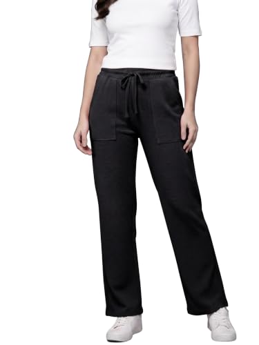 Image of Mehrang Women's Wide-Leg Side Pocket Trouser|Palazzo Pants|High Waist Trousers with Drawstring|Lightweight Casual & Travel Wear|Women Trousers Pants | Trousers Flared Korean Style