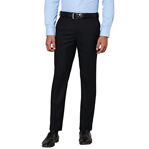 Image of Park Avenue Men's Poly Wool Blend Structure Pattern Super Slim Fit Flat Front Formal Trouser