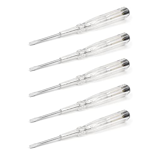 Fielect 15pcs Voltage Tester Voltage Detector Pen Circuit Tester Tool Steel Batch Slotted Test Pencil JRDB-865 AC/DC 100-500V Clear