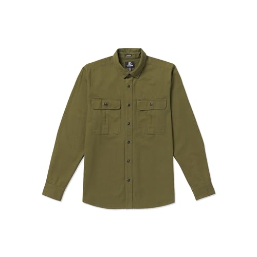 Chemise Volcom Stone Benchmark Vert Homme en coton léger coupe décontractée