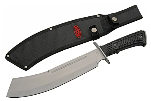 Szco Supplies 16" Silver Rubberized Handle Curved Outdoor Bush Machete With Sheath,Black/Silver,211552-Sl #TOP3