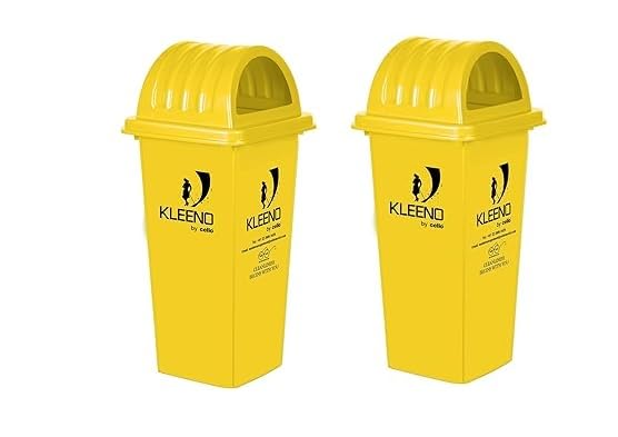 Image of Cello Kleeno Dome Lid Plastic Garbage Dustbin Bucket 110 LTR - YELLOW /YELLOW (COMBO)