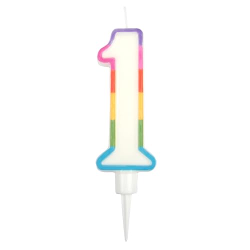 Homéa, Bougie Anniversaire Chiffre 1 avec Support Plastique H10,5 cm Multicolore