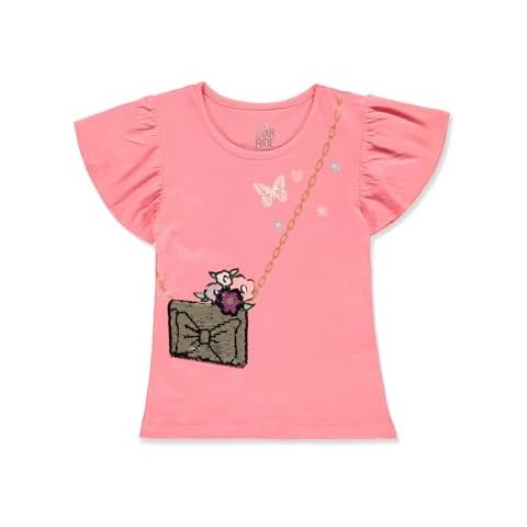 Star Ride Girls' Flip Sequin Flutter T-Shirt - Coral, 5-6 Cover
