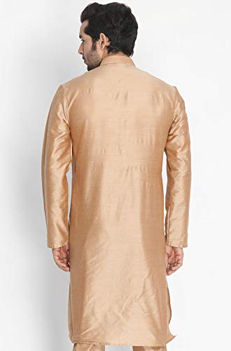 Image of VASTRAMAY Men's Rose Gold Cotton Silk Blend Kurta VASMKPV001RG 38