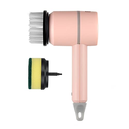 FUNGTN Electric Spin Scrubber, Bathroom Cleaning Brush,Rechargeable Electric Cleaning Brush with 2 Brush Heads,Bathroom Rechargeable Scrub Brush Grout/Bathtub/Toilet/Window/Kitchen/Sink/Dish,C