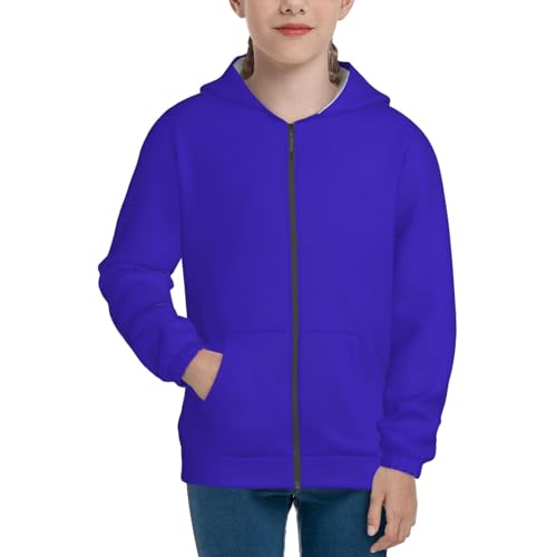 Darkblue Kid Hoodies Boys Zip Up Sweatshirts Girls Pullover with Pocket3