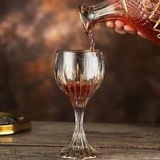 Image of PrimeWorld European Retro Crystal Wine Glasses Set of 6 | Light Luxury Elegant Crystal Glassware for Red & White Wine, Dining, Parties & Gifting