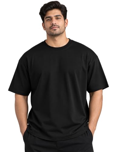 Image of Oversized T-Shirt for Men, 240 GSM Pure Cotton, Round Neck