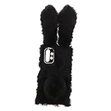NUOBESTY Winter Plüsch Hase Handyhülle für Weiche TPU Schutzhülle mit Dekorativem Design Kratzfest und Installieren Geschenkidee für Freunde und Familie