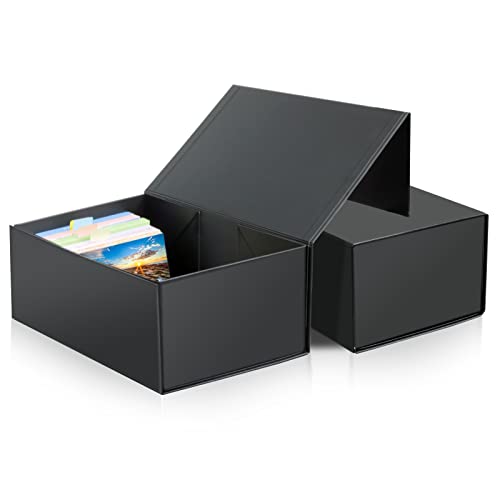 4X6 Index Card Holder, Index Card Storage Box 4 X 6 Inches, Fits 1200 Flash Cards - 2 Pack, Black #TOP11