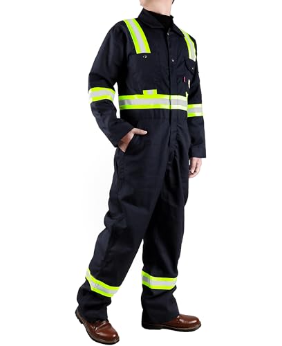 BOCOMAL FR Coverall High Visibility 6oz Lightweight Rip-Stop Flame Resistant/Fire Retardant High Vis Coveralls